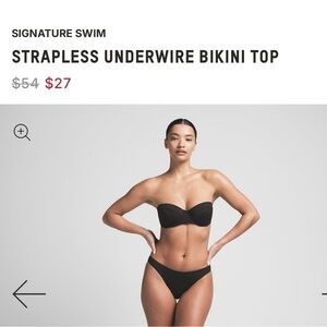 SKIMS Signature Swim Strapless Underwire Top Onyx Medium